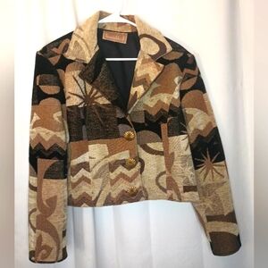 The Painted Pony Southwestern Tapestry Jacket Large Cropped Eclectic Cowgirl 90s